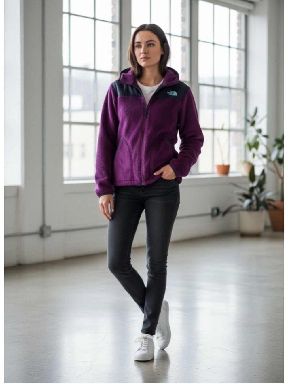 The North Face Osito OSO Medium Fleece Full Zip Jacket - Purple/Magenta / Black